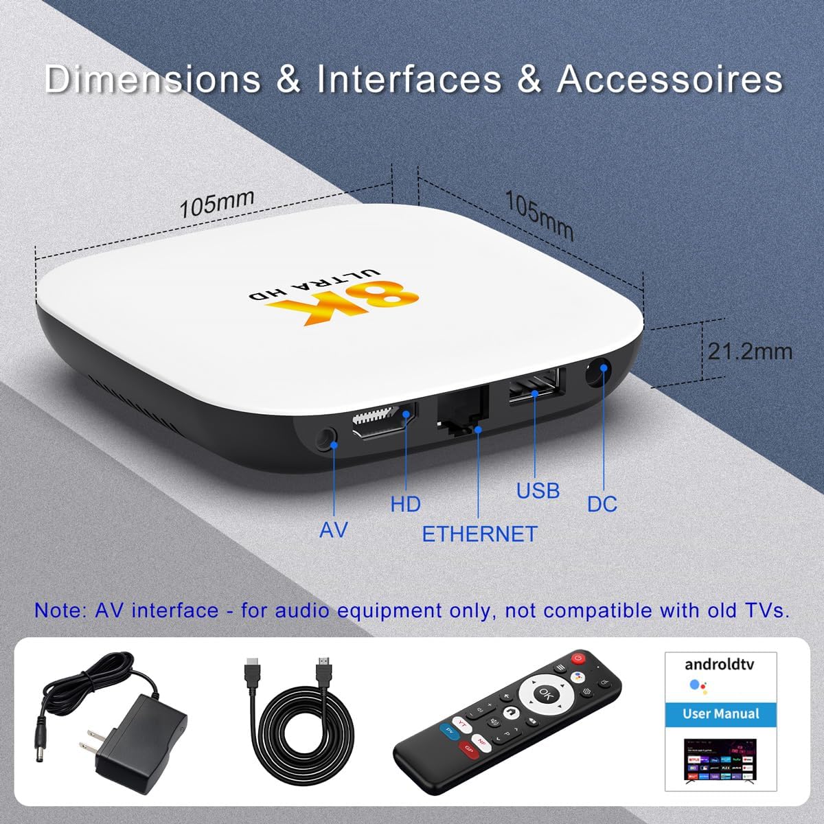 Android 14.0 TV Box 2025, LEFFOT M2 Plus 4K Ultra HD Streaming Device for TV, 4GB RAM + 32GB ROM, Support 4K Video Playback, 8K Decoding, Voice Remote, WiFi 6, BT 5.4, HDR10, 3D, RK3528 Quad-Core A53