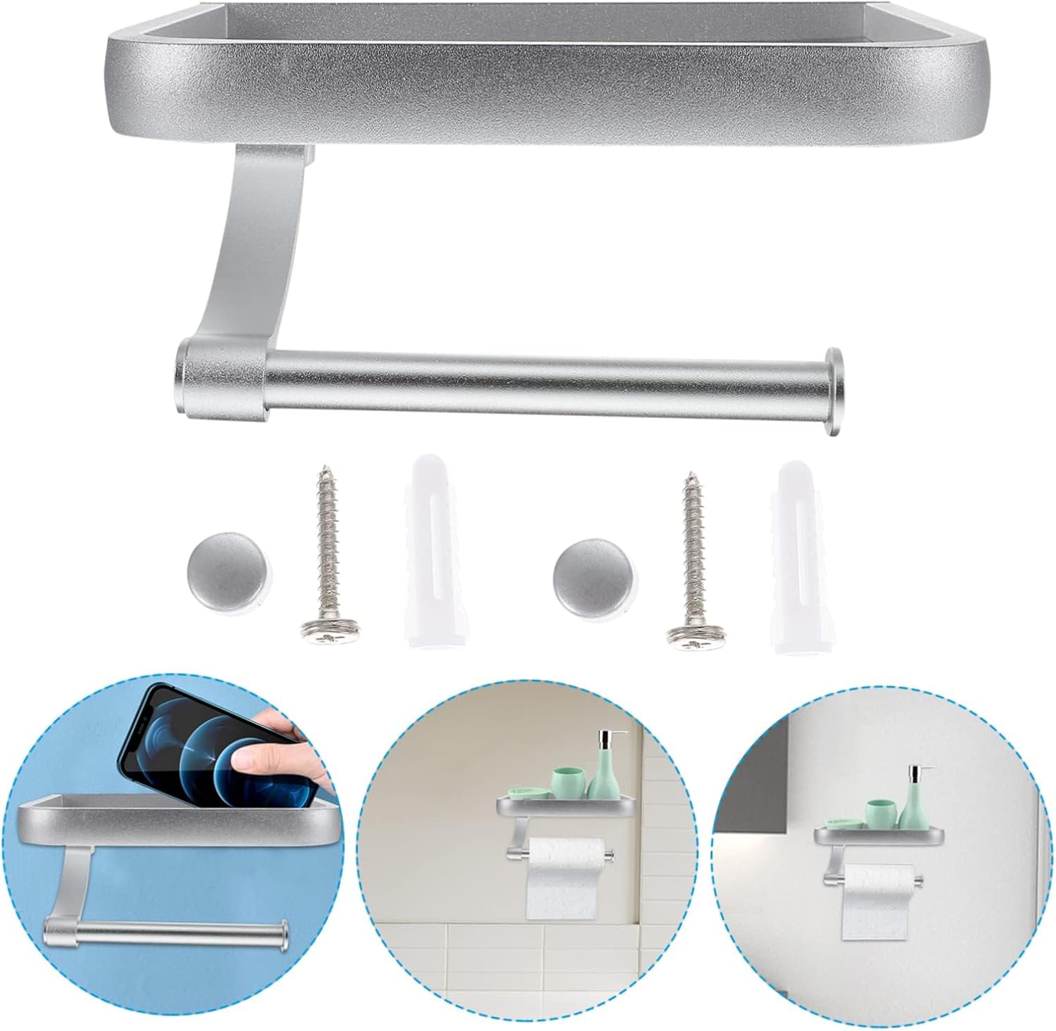 Stainless Steel Wall - Mount Toilet Paper Holder with Shelf, for Bathroom and RV Organization