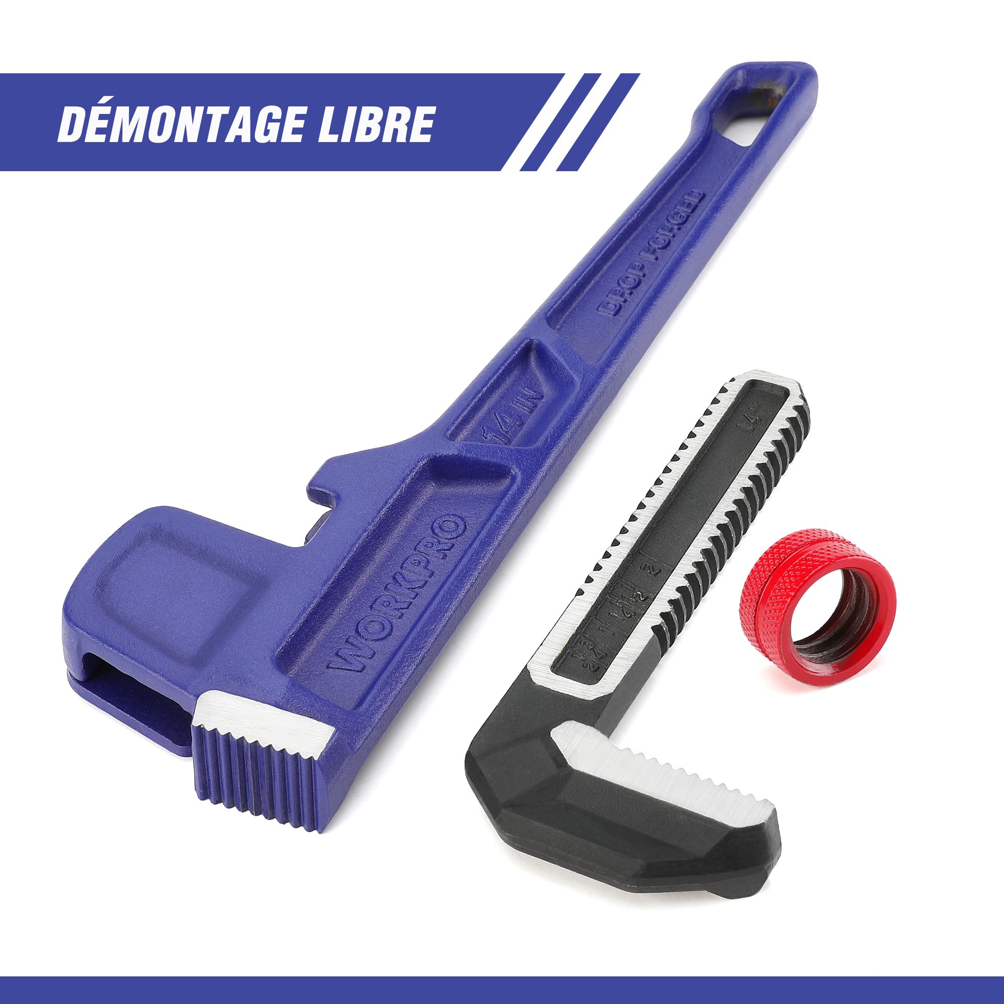 WORKPRO Clé à Griffe de Forgeage Entier 350 MM, Clé Serre-tube Droite Robuste pour Réparation de Plomberie