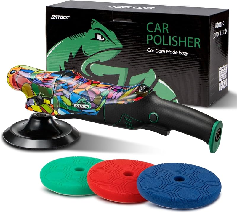 BATOCA P2 Car Buffer Polisher, 1000W High-Torque - 6-Inch Professional Rotary Polisher for Deep Paint Correction - Anti-Vibration Handle &16.4ft Detachable Cord, 6-Speed 1000-3800RPM - Auto, Marine,RV