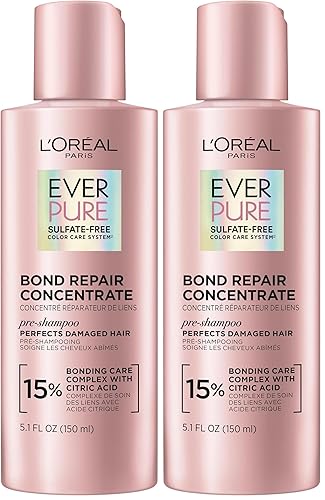 L'Oreal Paris Sulfate Free Bond Repair Pre Shampoo Treatment,Hair Repair for Colored,Bleached or Damaged Hair,EverPure,5.1 Fl Oz,(Pack of 2)