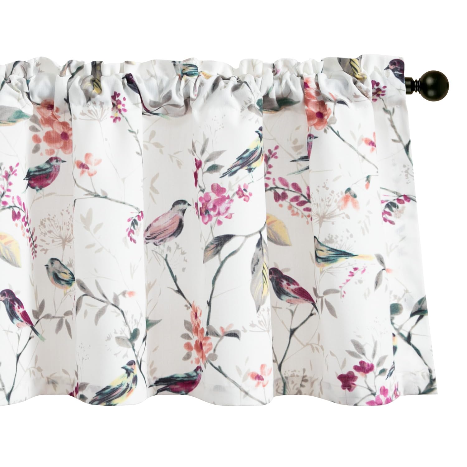 VOGOL Purple Bird Rustic Kitchen Valance, Pelmets for Windows, 132×36cm