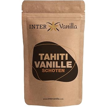 InterVanilla Genuine Tahiti Vanilla Beans Pack of 2 13-15 cm High Quality Exclusive Vanilla from French Polynesia