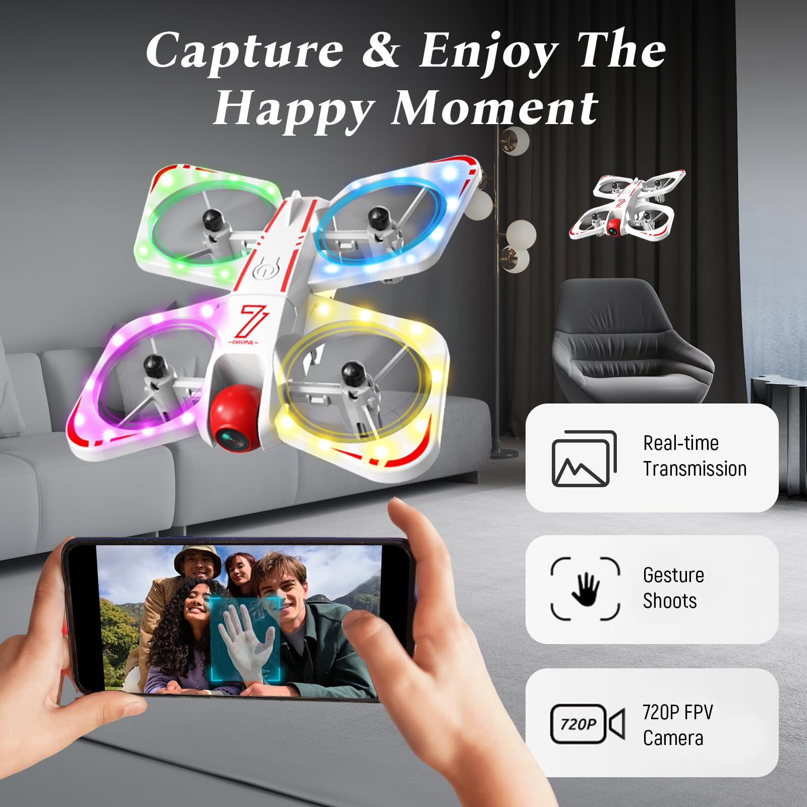 A Alpha Mini Drone avec Camera Enfant, 720P Drone radiocommandés Avion Télécommandé Enfant Cadeau Jouet 7 8 9 10 Ans Garcon idéal pour l'intérieur et l'extérieur, idéal pour garçons et Filles