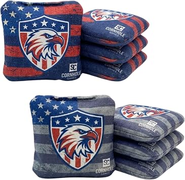 Professional Dual Sided Cornhole Bags- 16 oz 6x6 w/Premium Resin Fill - Official Tournament Slide/Stick Pro Bean Bags - Regulation/Approved