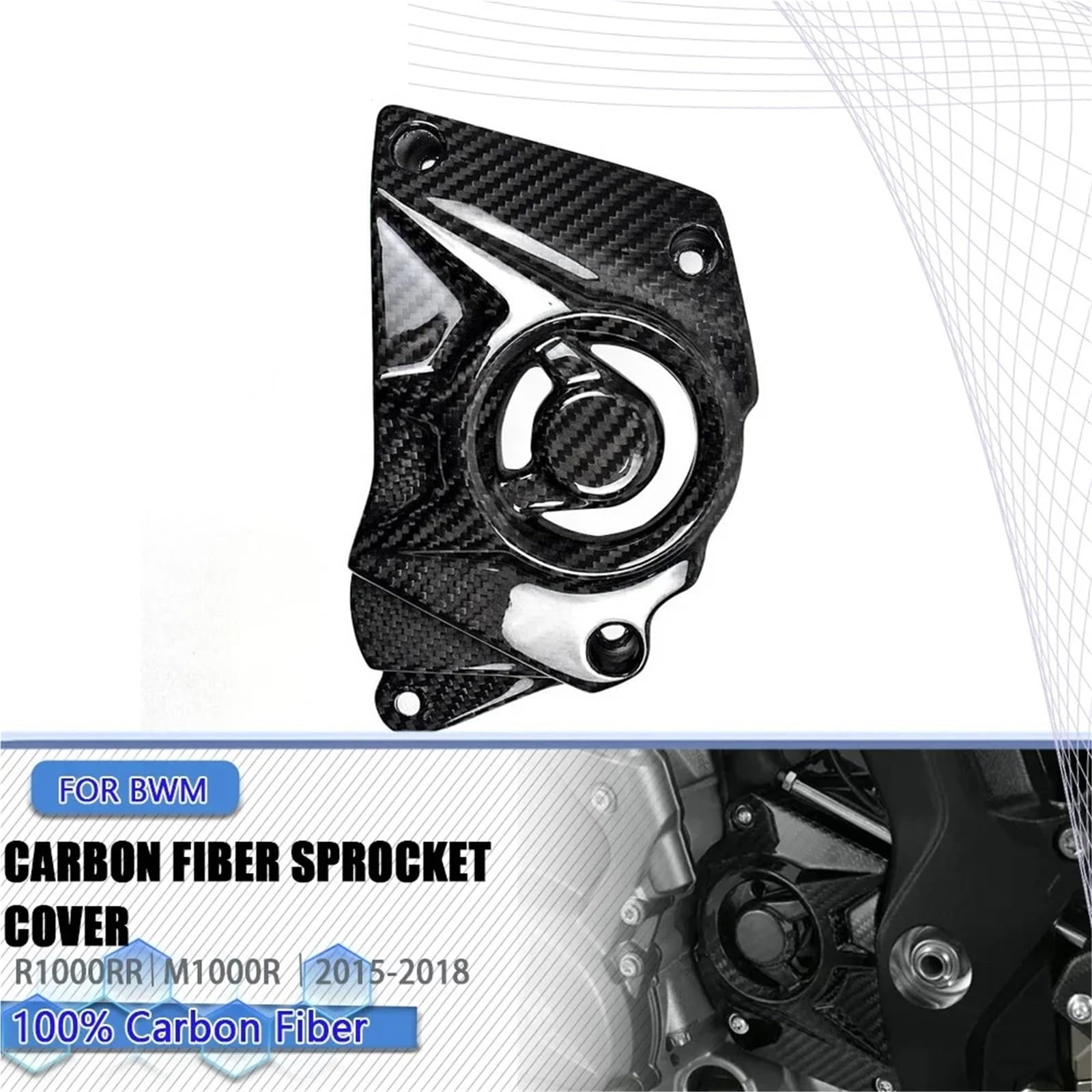 Moto Pignone Protezione Copri pignone per moto 100% fibra di carbonio 3K, adatto per BMW S1000RR 2015-2018 S1000R 2017-2020