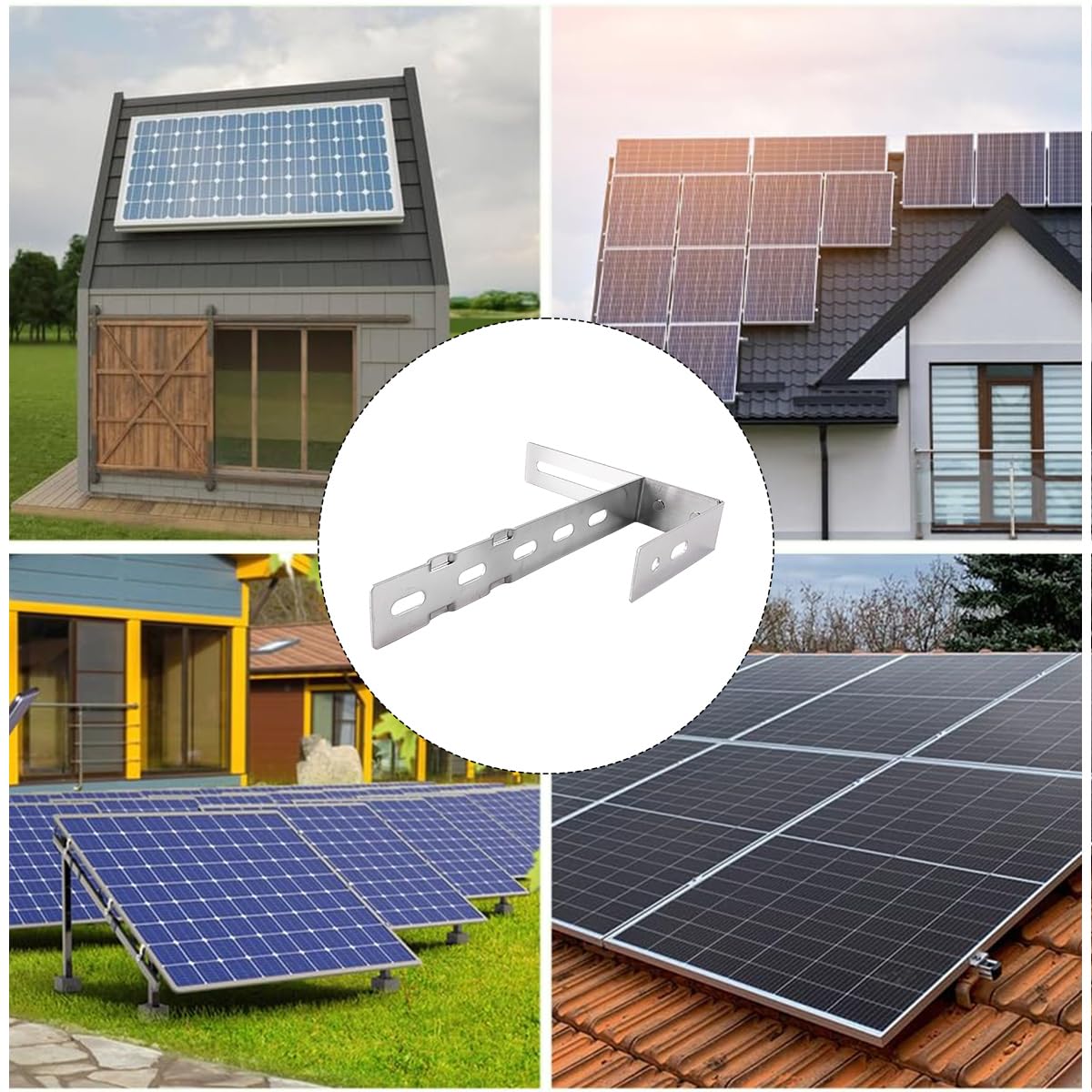 Qury 1 juego de gancho fotovoltaico para balcón con tornillos de instalación, soporte solar de acero inoxidable para panel fotovoltaico cable de metal