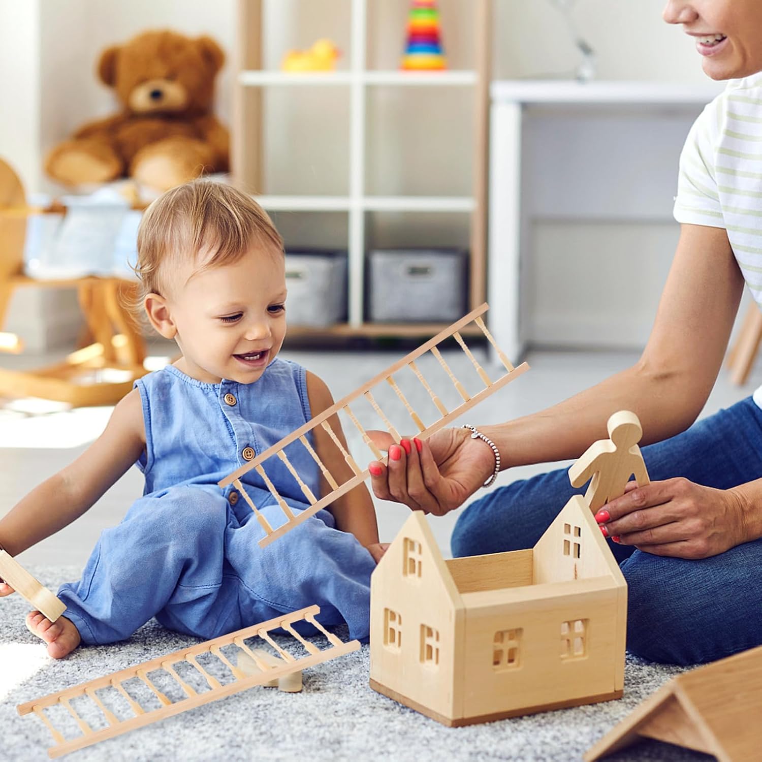 Gatuida 2pcs Dollhouse Railing 1:12 Wooden Dollhouse Fence Dollhouse Furniture Decoration Accessory for Miniature Props