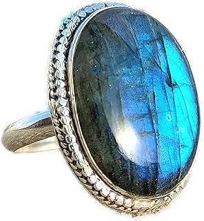 Natural Labradorite Ring Blue Flash Ring December Birthstone Ring Big Stone Ring Simple Band Ring Blue Fire Labradorite Gemstone Ring Party Wear Ring Boho Ring Best Birthday Gifts Statement Ring Bridesmaid Gifts Ring