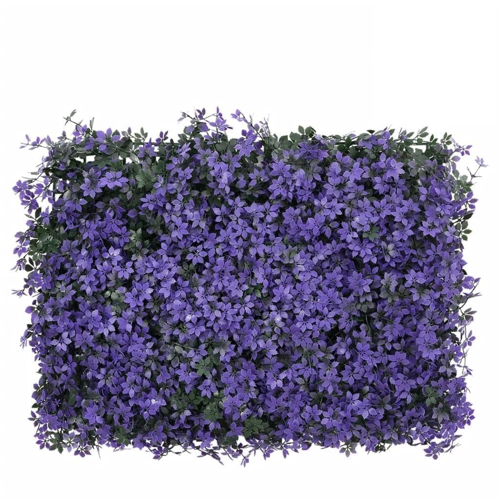 Mangloder - 24 hojas artificiales de polietileno para jardín, terraza, balcón, patio, invernadero, decoración, fácil mantenimiento, 24 unidades, color lila