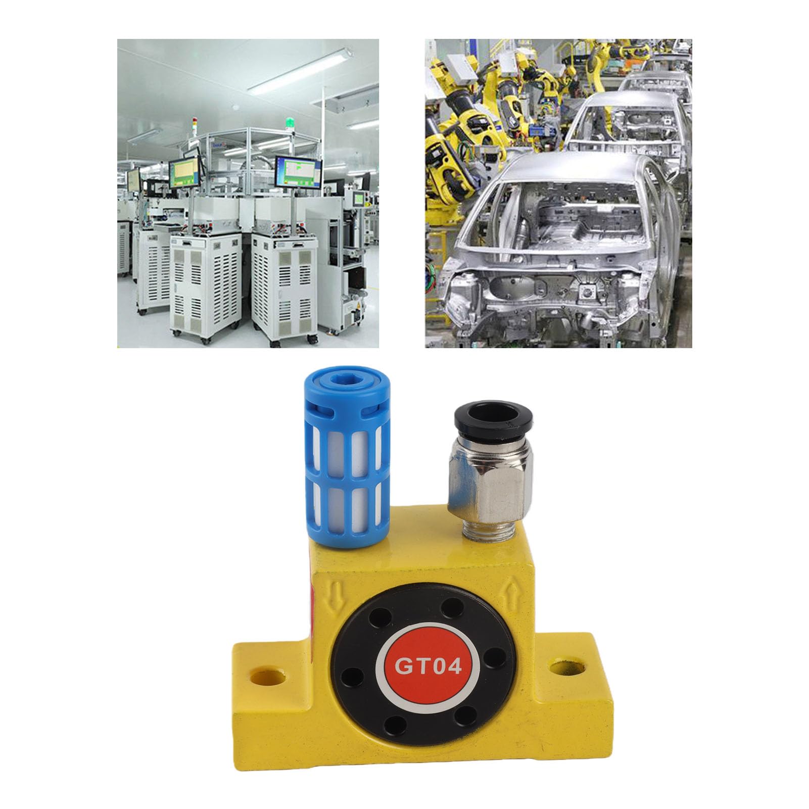 Vibrateur ¨¤ Turbine Pneumatique G1/8, Oscillateur ¨¤ Air, Faible Bruit, Haute Pr¨¦cision CNC, pour Transport de Mat¨¦riaux et Criblage Industriel