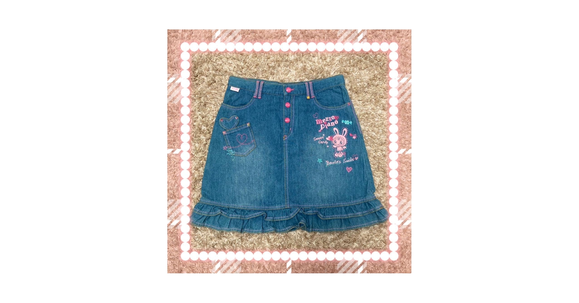 ✨希少✨ メゾピアノ デニムスカート L 160cm 刺繍アップリケ 平成レトロ メゾピアノ デリシャス 刺繍 ジャンパースカート デニム 平成