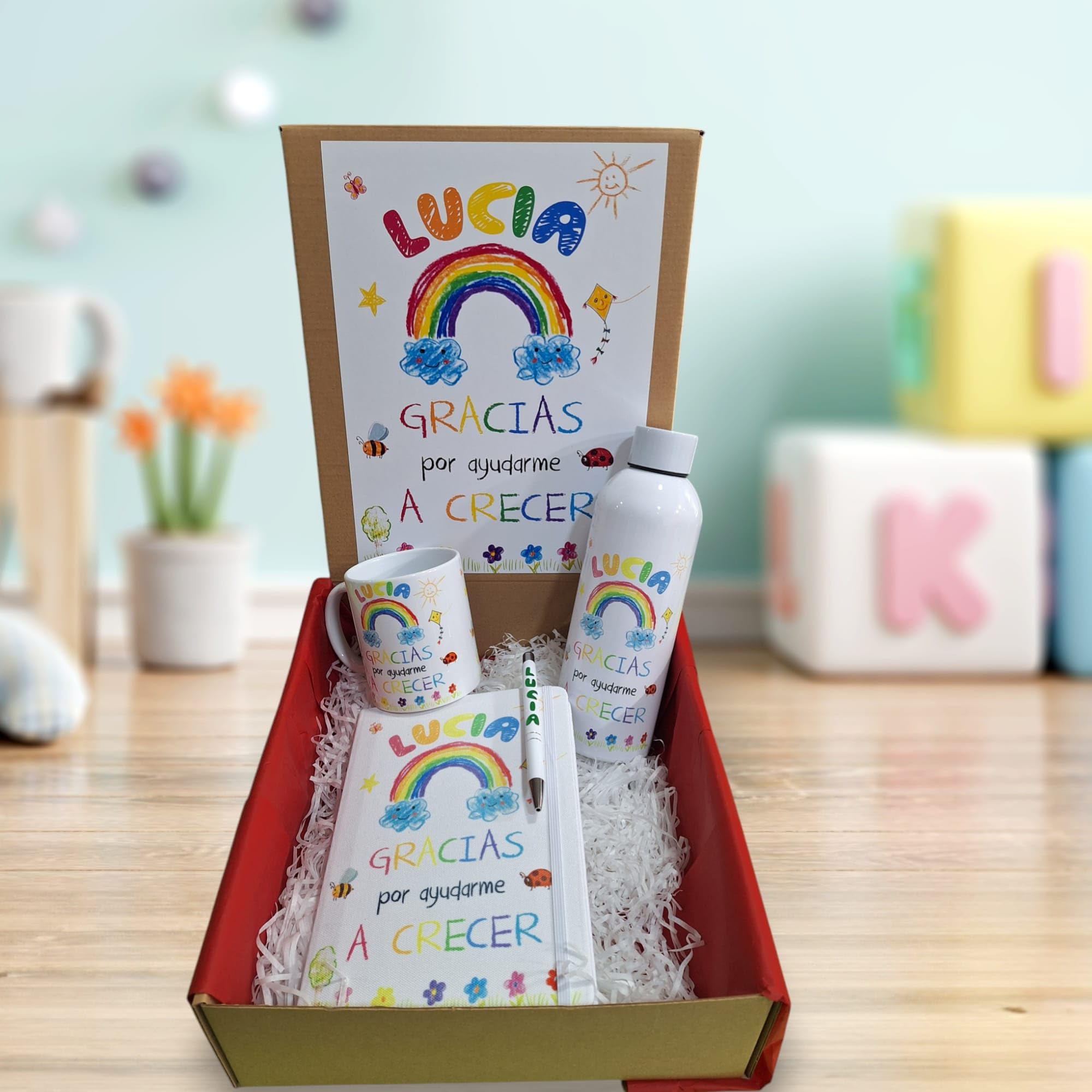 Genérico Pack de Regalo personalizado con nombre y texto, para maestros, docentes, profesores de guardería.