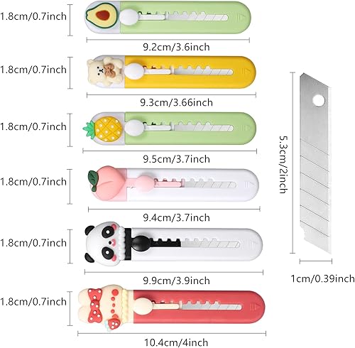 Miniatura 4 de Paquete de 12 cortadores de caja retráctiles, mini cuchillos retráctiles, lindos cortadores de caja para oficina, hogar, manualidades, cartón, papel