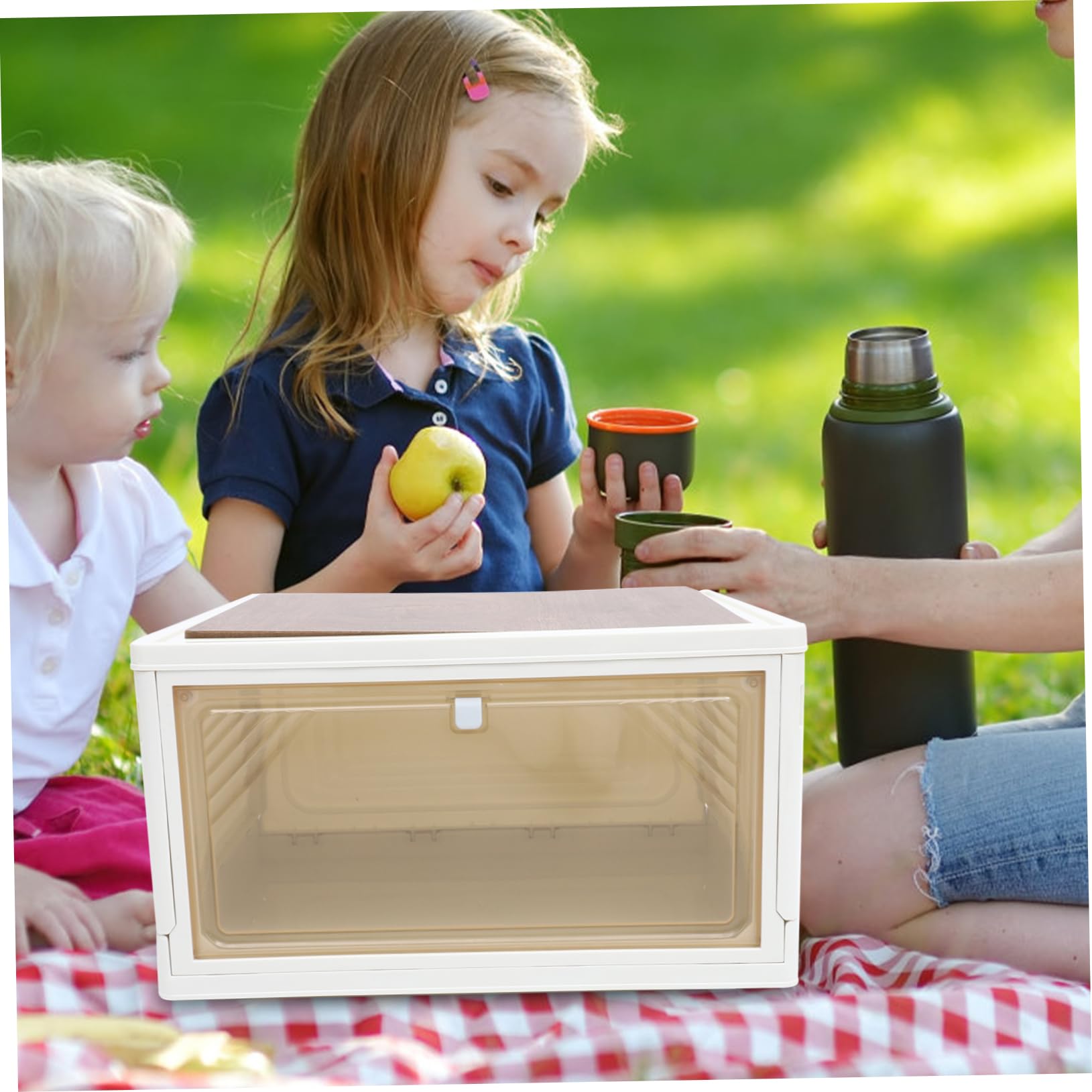 NOLITOY Caja de Almacenamiento Plegable Tapa 25 L de Plástico y Madera