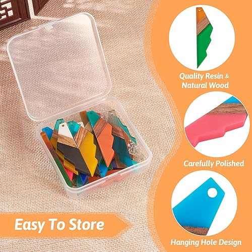 Vista 96 de Colgante de madera de resina, Resina, No es una piedra preciosa 0negro