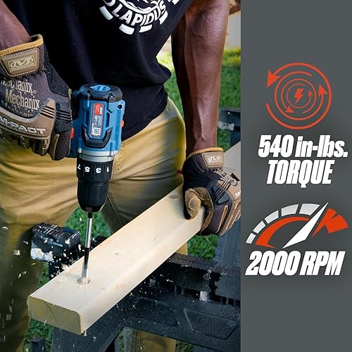 Miniatura 3 de SENIX Taladro de martillo inalámbrico X2 de 20 voltios máximos de 12 pulgada con motor sin escobillas, kit de herramientas eléctricas incluye bolsa