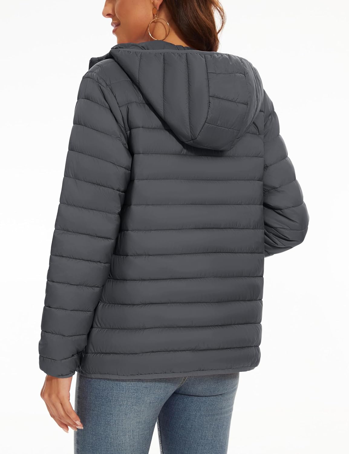 YUCOLEN Women's Puffer Jacket with Hood Lightweight Quilted Padded 4 Pockets Zip-up Coat Winter Jackets for Women - Image 2