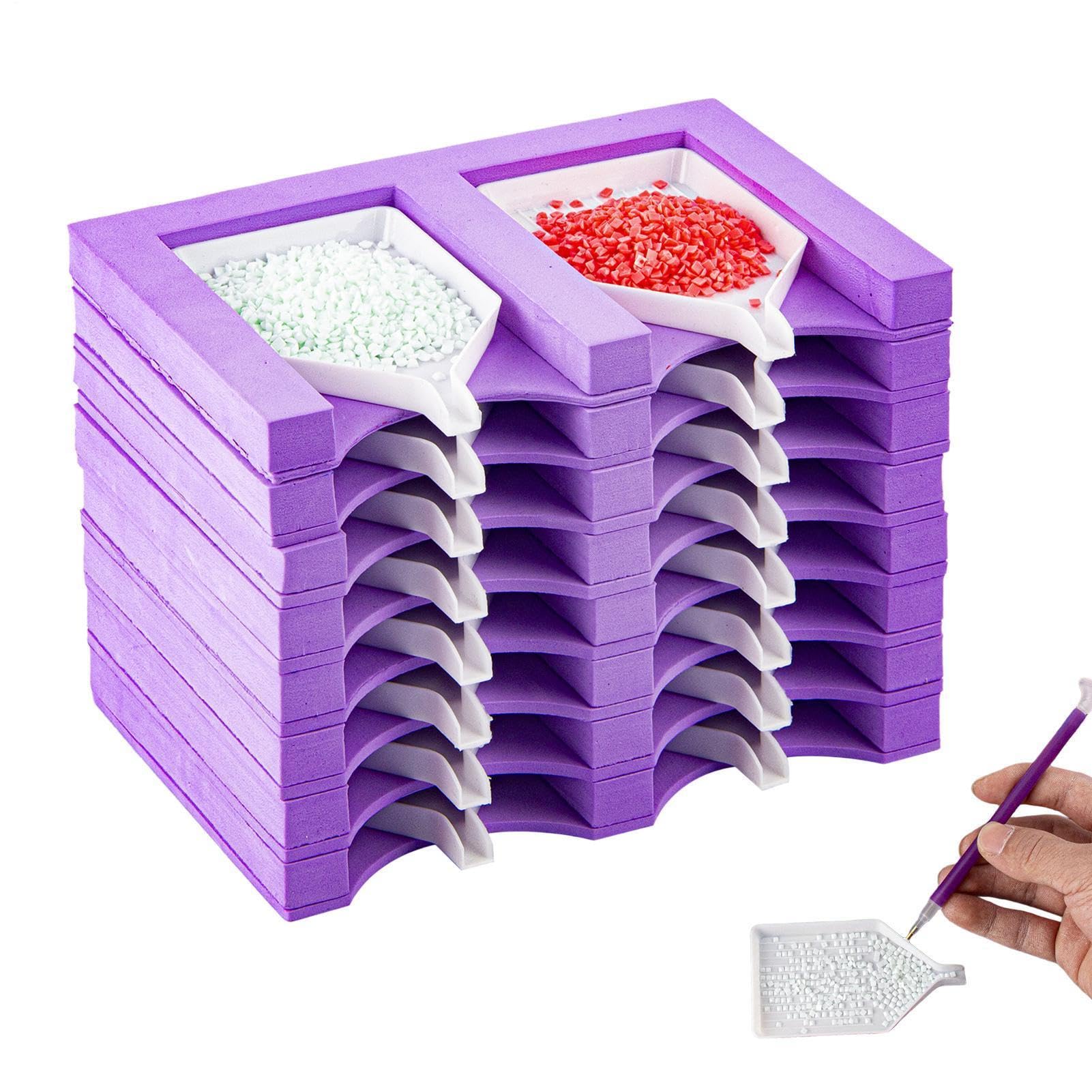 Almacenamiento de pintura de gemas de 16 ranuras y soporte apilable para manualidades