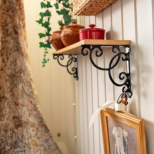 Miniatura 6 de Soportes para macetas colgantes, gancho para colgar plantas al aire libre, ganchos de pared victorianos de hierro resistente de 7.5 pulgadas para