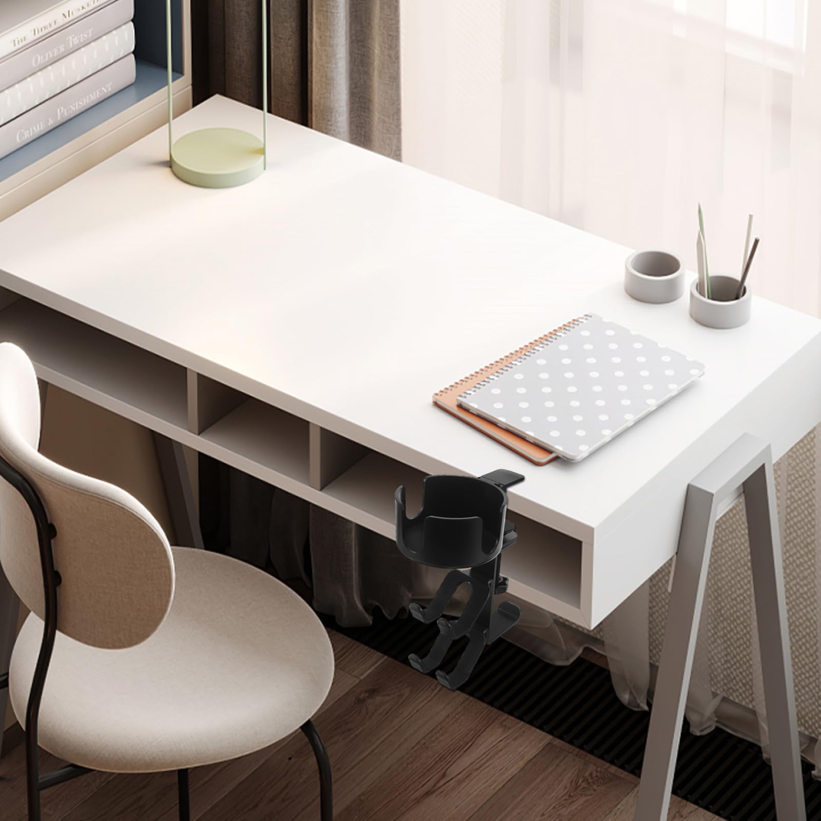 IMIKEYA Supporto regolabile per cuffie con portabicchieri, organizer per cuffie da scrivania, supporto da tavolo per, universale per ufficio domestico e tavolo da studio