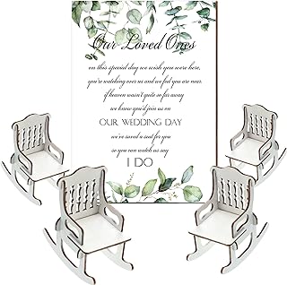 5 Pcs Memorial Table Sign for Wedding Memorial Chair Sign Wooden Wedding Table Plaque with Bracket in Memory of Loved Ones Who Died in Heaven Seat Chair Signage for Sympathy Gifts(Leaves Style)