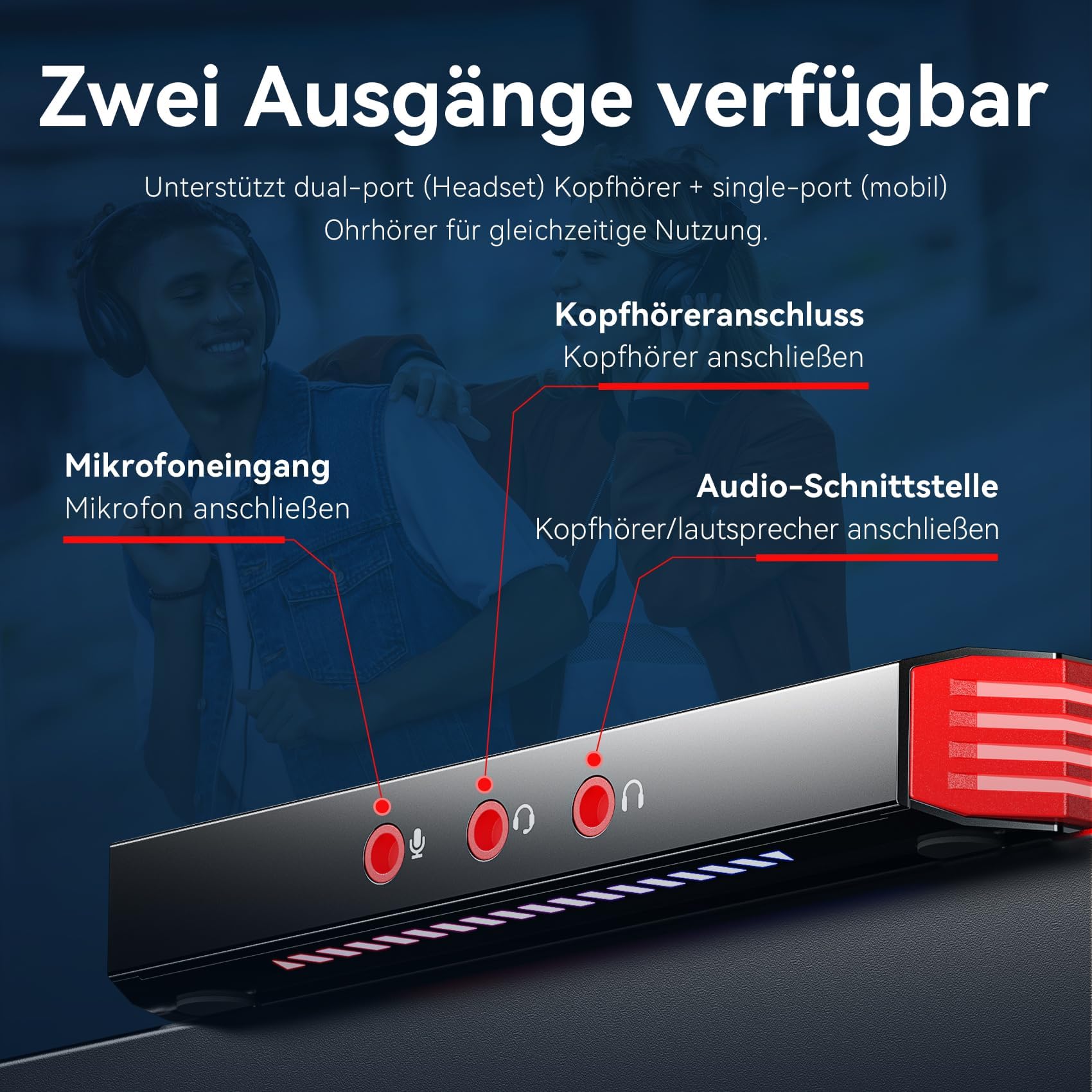 VENTION 7.1 Karta dźwiękowa USB do gier, 7.1, wirtualny dźwięk przestrzenny, 24 bit/192 kHz, system światła RGB, wzmacniacz audio, kompatybilny z PS5, PS4, Xbox One, Nintendo
