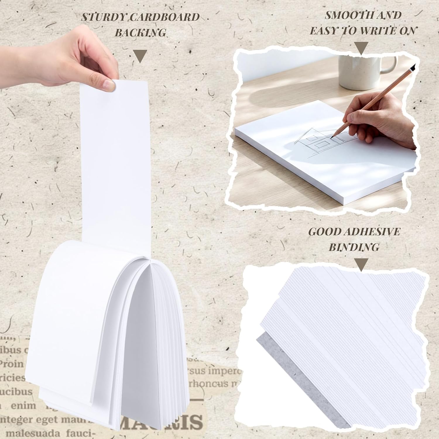 Eaasty 12 Pack Note Pads 5 x 8 Inch 100 Sheets Per Memo Pad, Blank White Scratch Pads for Writing, Small Notepad Paper Pad Server Notebook for to Do Grocery List, Office, Home