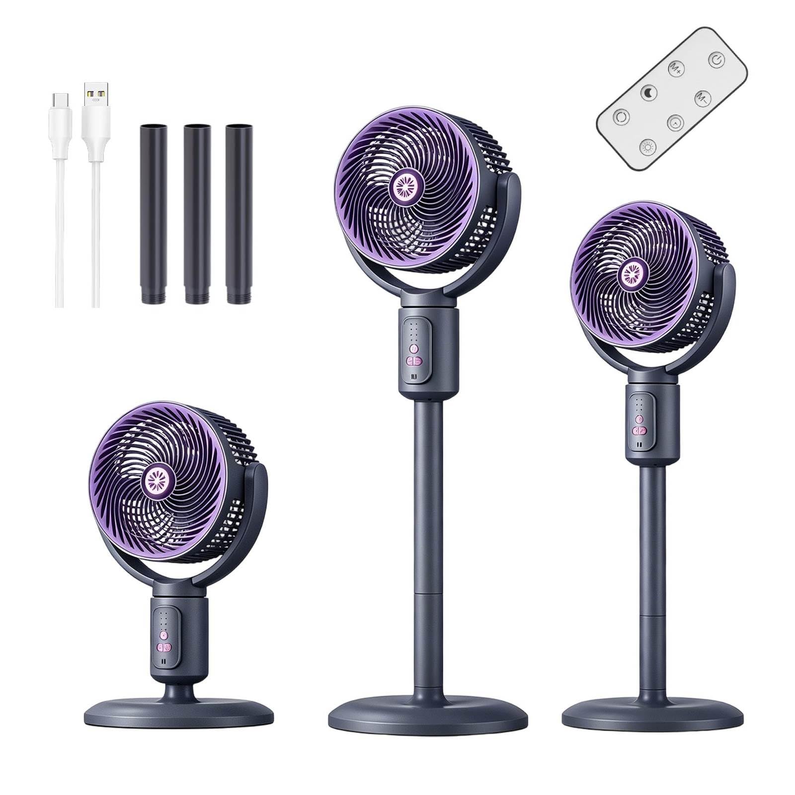 2026 New Telescopic Standing Circulator Fan With Remote, 5 Speeds Oscillating Air Mover, USB Powered Stand Fan For Home, Adjustable Height Powerful Airflow for Home, Office and BedroomοΌGrey