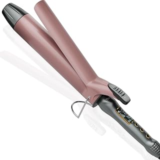 Thirtek Extra Long Barrel Curling Iron 1 1/4 Inch,Large Ceramic Curling Wand 1.25 in,Tailored for Long Hair,Fast Heating Up to 450°F for Thick & Coarse Hair,15 Temps Setting | LCD Display | Rose Gold