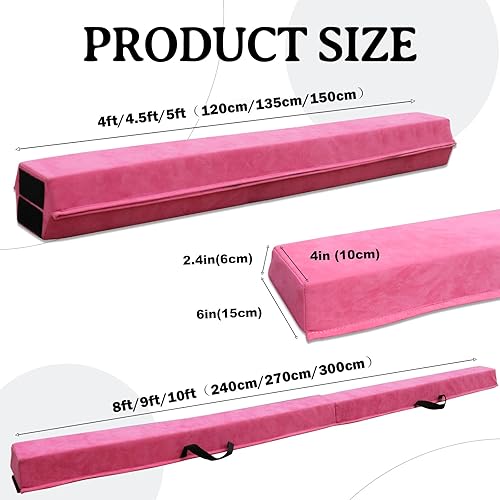 Miniatura 2 de Viga de Equilibrio Plegable de 8 pies9.5 pies, Equipo de Viga de Gimnasia Portátil con Base de Goma Antideslizante y Cubierta de Gamuza para