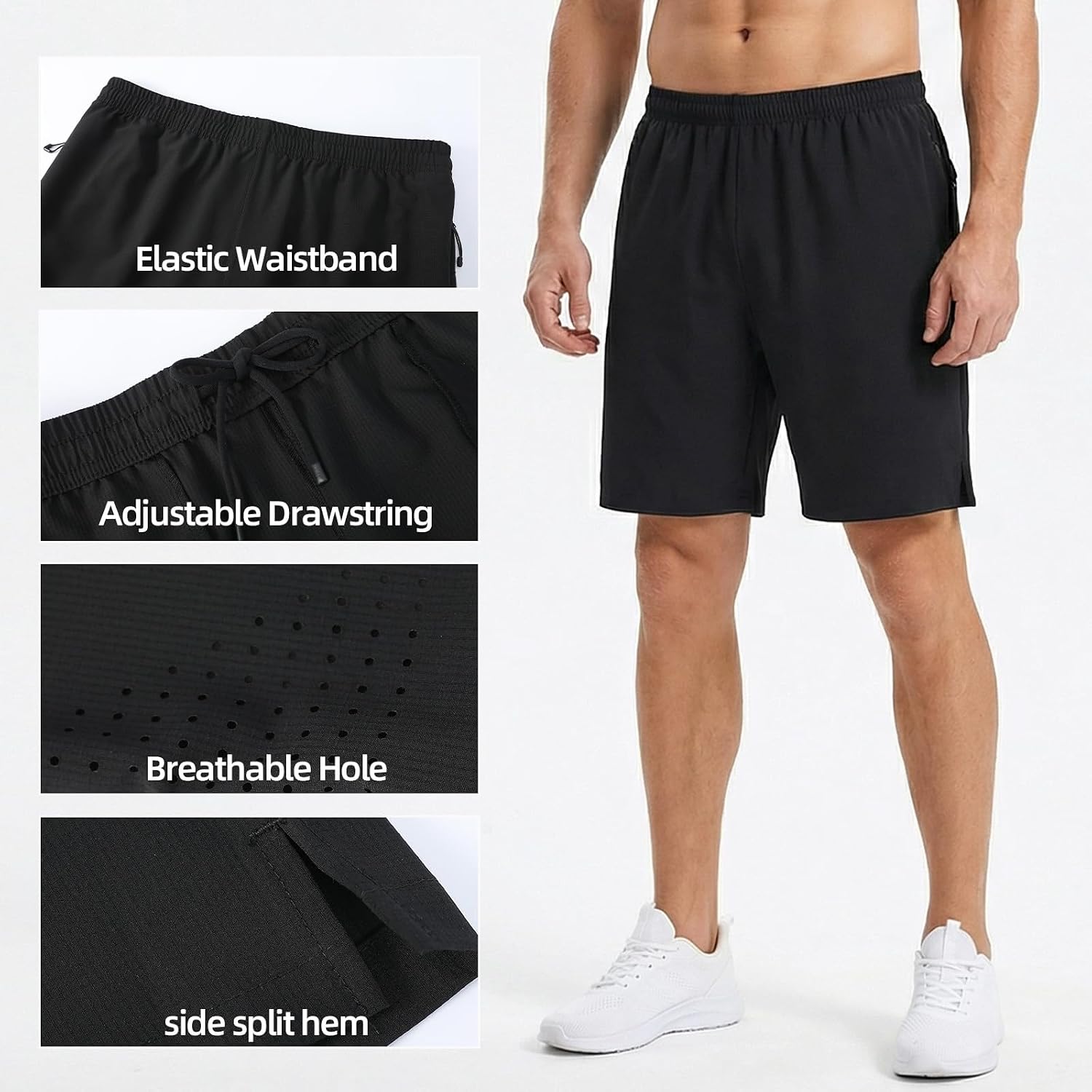 Mens Athletic Running Shorts Workout Gym Short 7/5 / 9 Inch Quick Dry Casual Lightweight Hiking Sports