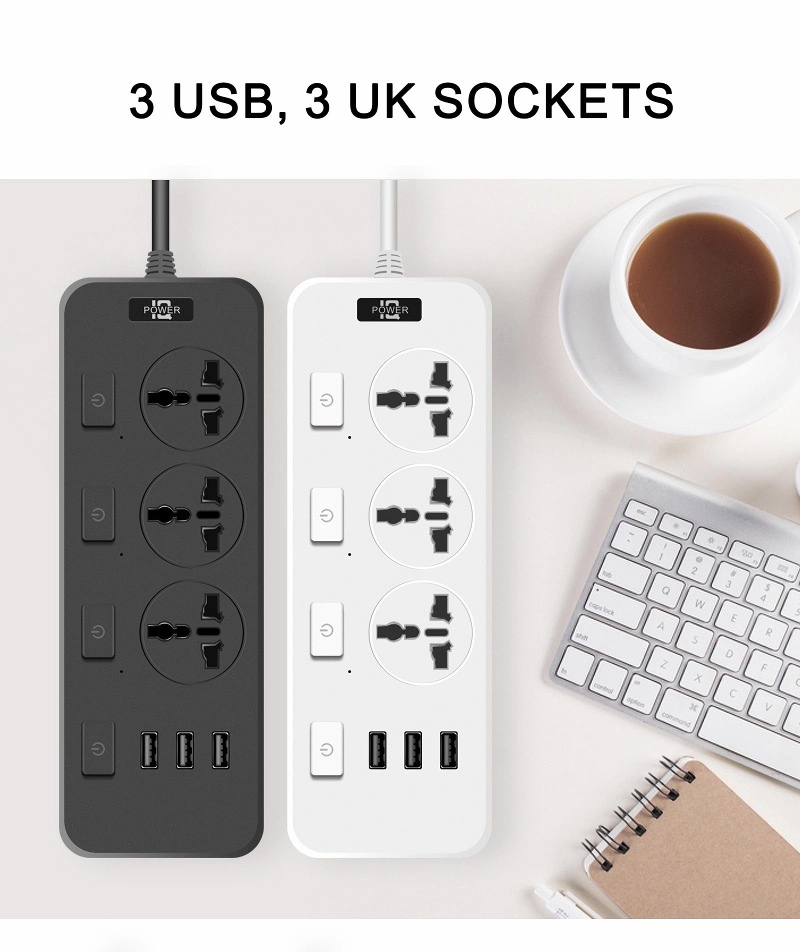 TARSHYRY Power Strip 6 AC Sockets 3 USB 1 Type C Poort 6ft Extension