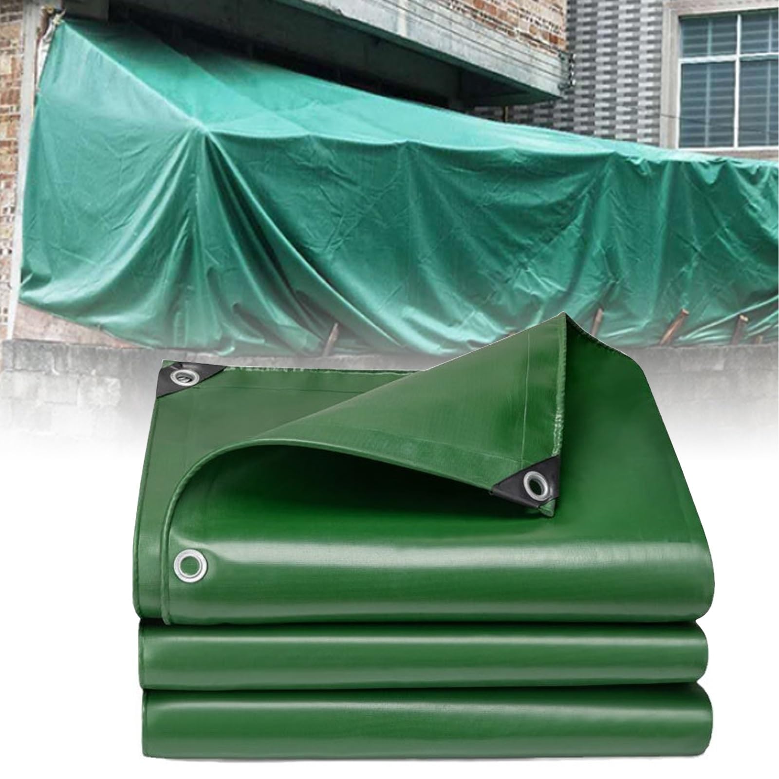 Green Heavy-duty Waterproof Tarp, Roofing Tarp,tear-resistant,Foldable,suitable For Porches,balconies,greenhouses,patio Enclosures,RVs,and Garden Covers(5x10m/16.4x32.8ft)