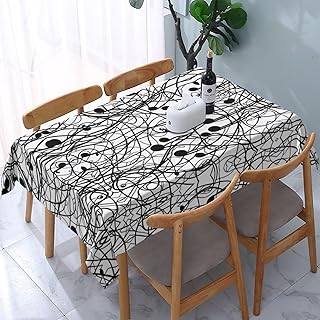 MIXMEY Musical Notation Print Pattern Print Beautifully Designed Tablecloth Easy Care for Holiday Parties Indoor Picnics Kitchen Dining Room Decoration, Square Long Tablecloth.