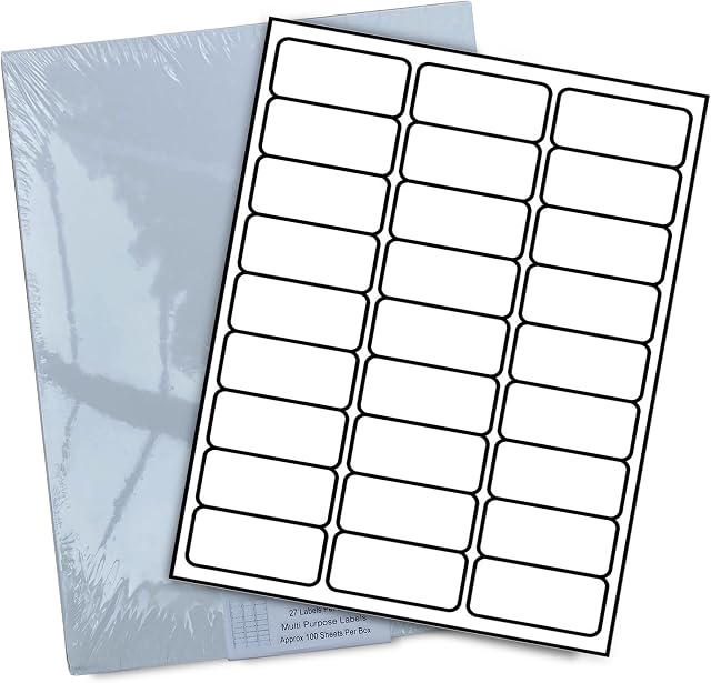 Labels - A4 Self Adhesive Address Labels - 100 Sheet - 27 Labels - Label Paper - Amazon FBA Sticky Labels - Premium Printing - Heist Store Ltd - 63.5 x 29.6mm - 2700 Labels - Best Value for Money