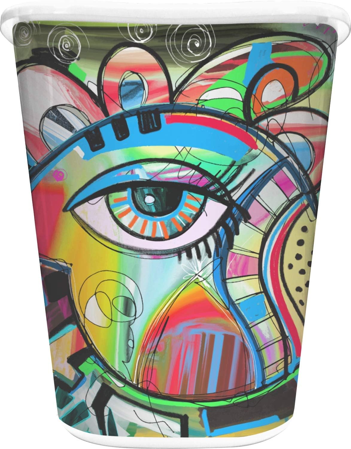 Abstract Eye Painting Waste Basket - Double Sided (Black)