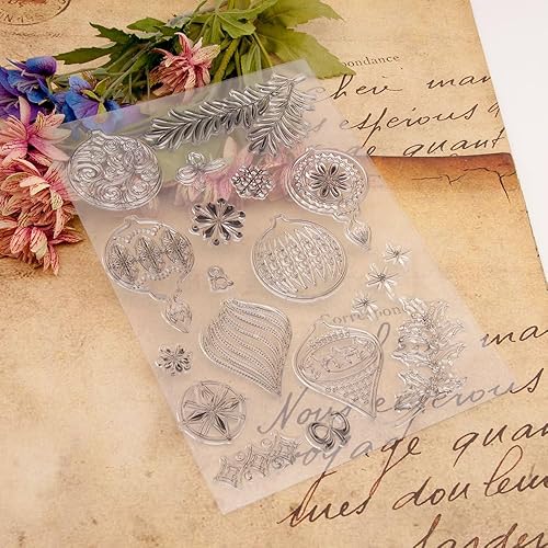 Miniatura 6 de Arbuya Bolas decorativas de Navidad, sellos transparentes para hacer tarjetas o diario, ramas de bayas, sellos de goma de silicona para álbumes de