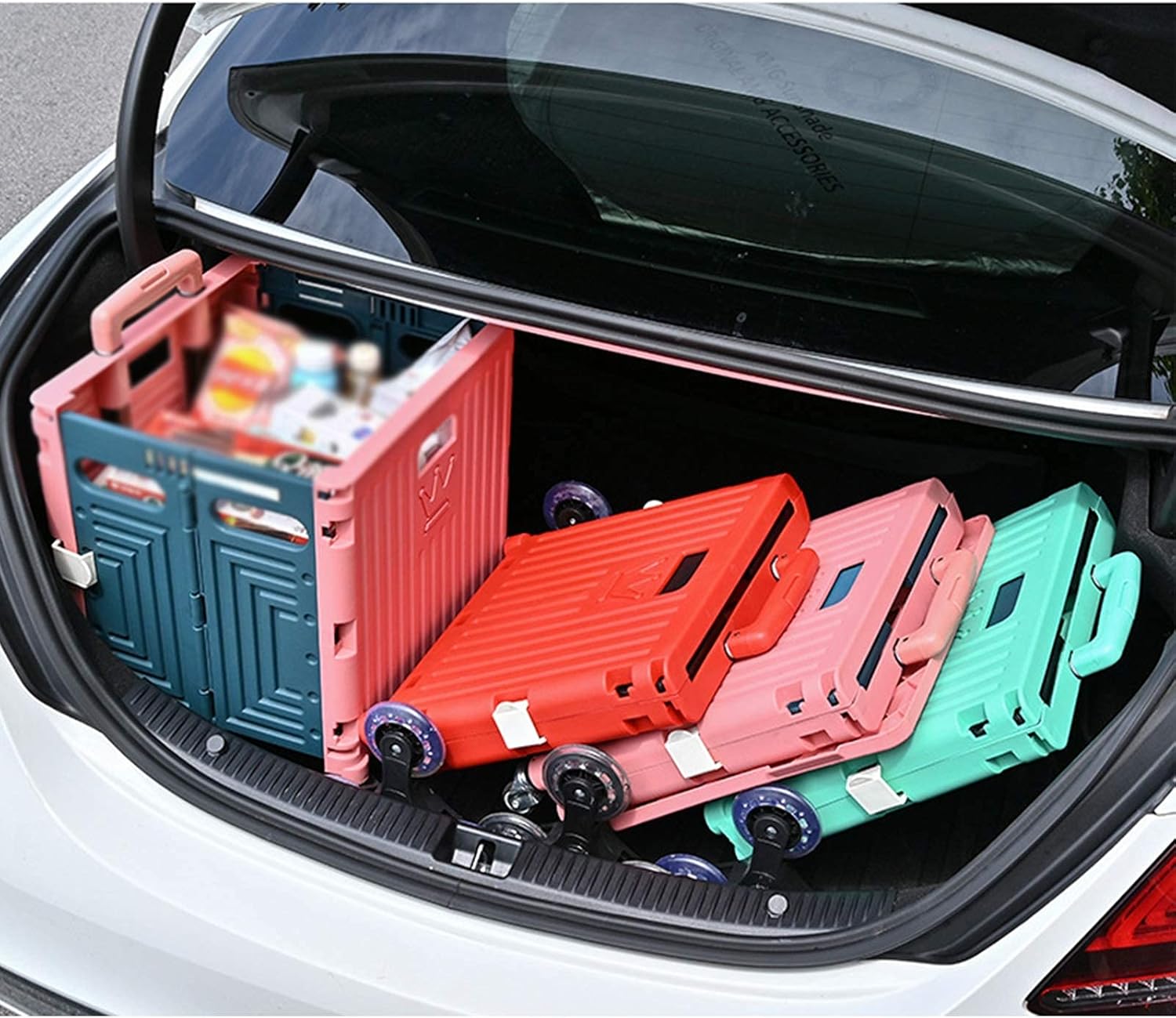 Collapsible Wagon Cart with Wheels Foldable Folding Wagons Carts Silent Universal Wheels,Garden Cart Eight Wheel Trolley Camping Portable Trolley Climb Stairs Portable Folding Trolley Shoppi