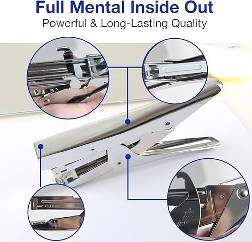 Miniatura 4 de Grapadora resistente con 1000 grapas y removedor de grapas, juego de 20 hojas de escritorio, oficina, trabajo, estudiante, profesor, gran capacidad,