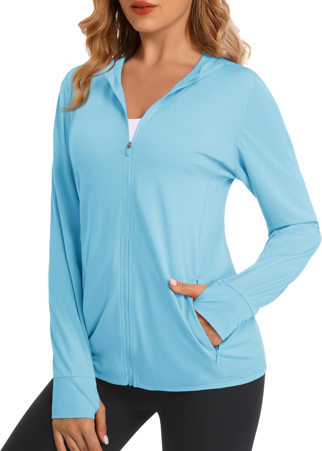 MAGCOMSEN Jackets for Women Full Zip Up Lightweight Long Sleeve UPF 50+ Workout Workout Sun Protection Hoodie