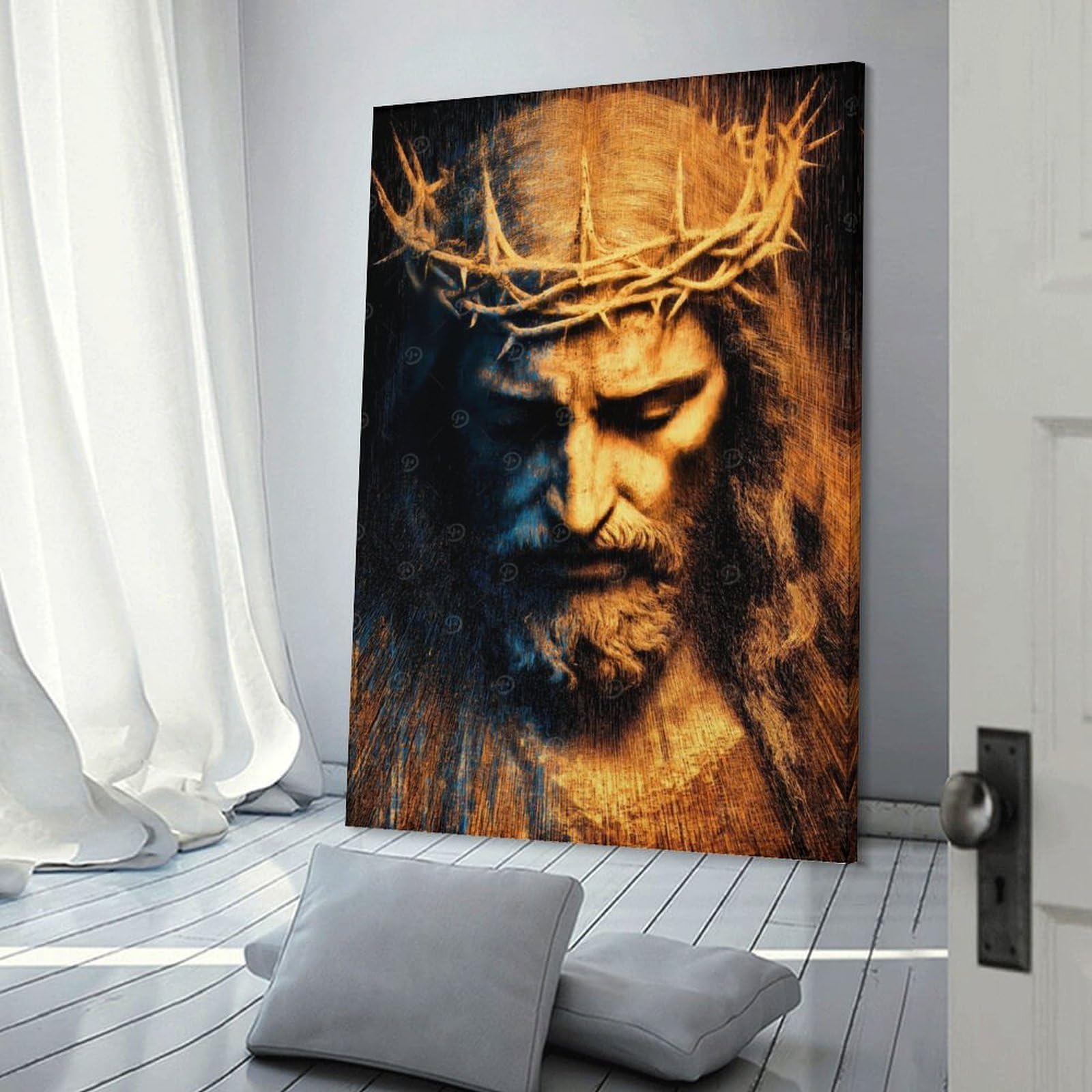 Junmoney Wall Picture Print Golden Crown of Thorns Art Print, 12x18inch(30x45cm), for Wall Displays, Bedrooms Or Room Updates, Wall Decor Suited to Curated Displays