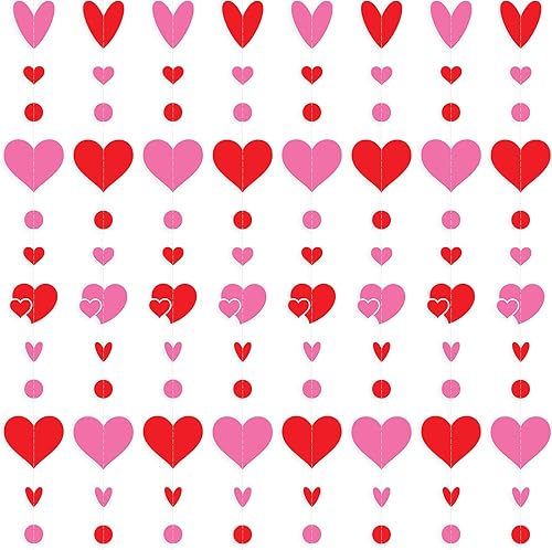 Miniatura 3 de KatchOn, XOXO - Guirnalda para el día de San Valentín, 6 cuerdas, sin bricolaje, guirnalda rosa y roja para el día de San Valentín, paquete de 8,