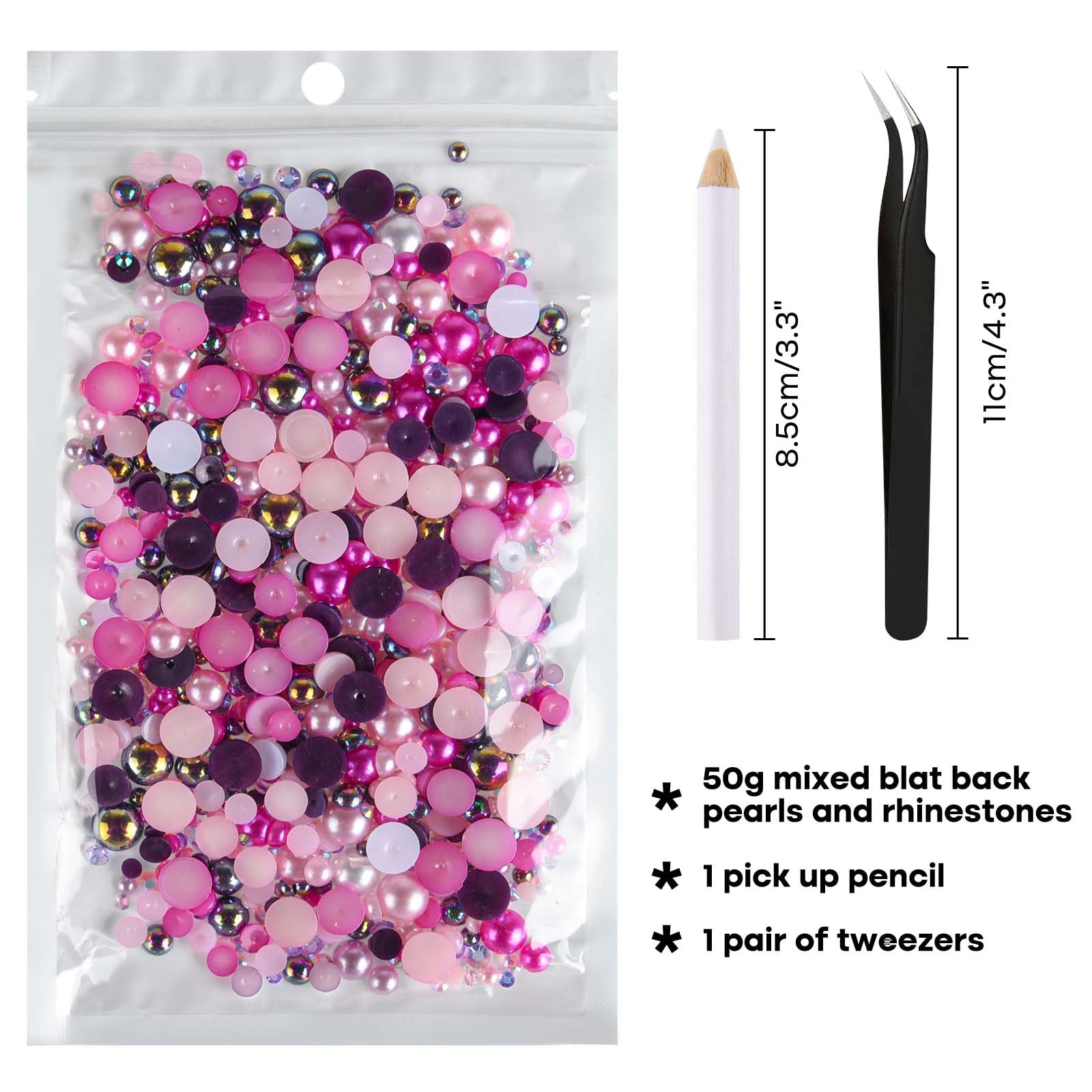 ASTARON 50g Mix Flatback Rhinestones Half Pearls for Crafts Mixed Size 3mm-10mm Flat Back Rhinestones for Crafts Flatback Pearls for Decorating Tumblers Mugs Nail Art Shoes (Rose Red Series) - Image 2