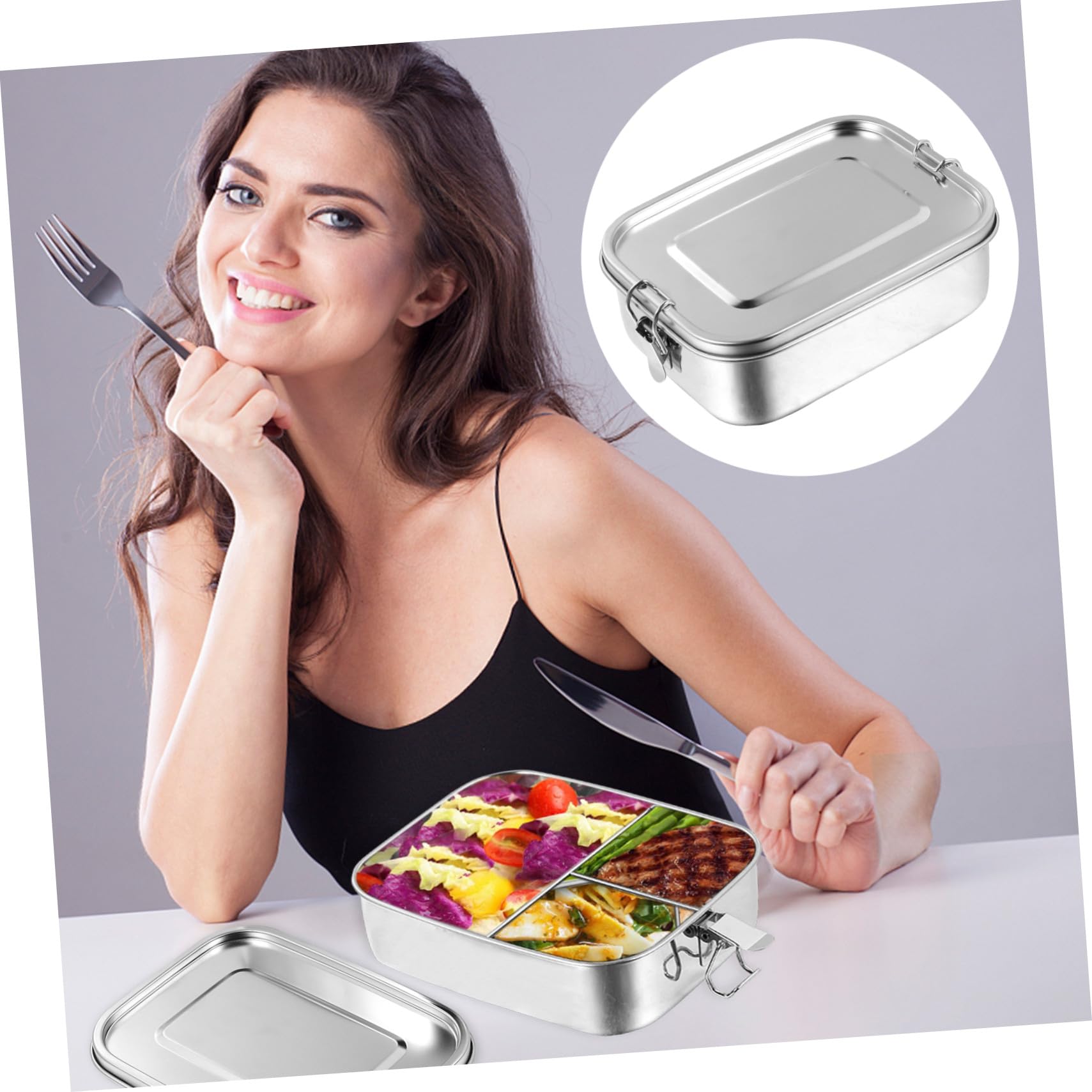 Hohopeti Boîte à Lunch Bento 1,2 L en Acier Inoxydable, Rentrée Scolaire