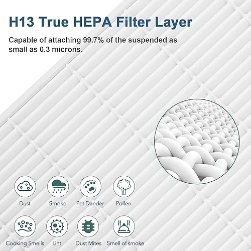 Miniatura 9 de Paquete de 2 filtros de repuesto, filtros 3 en 1 compatibles con 25 filtros de la serie de purificadores de aire S1W1B1, H13 True HEPA y filtros de