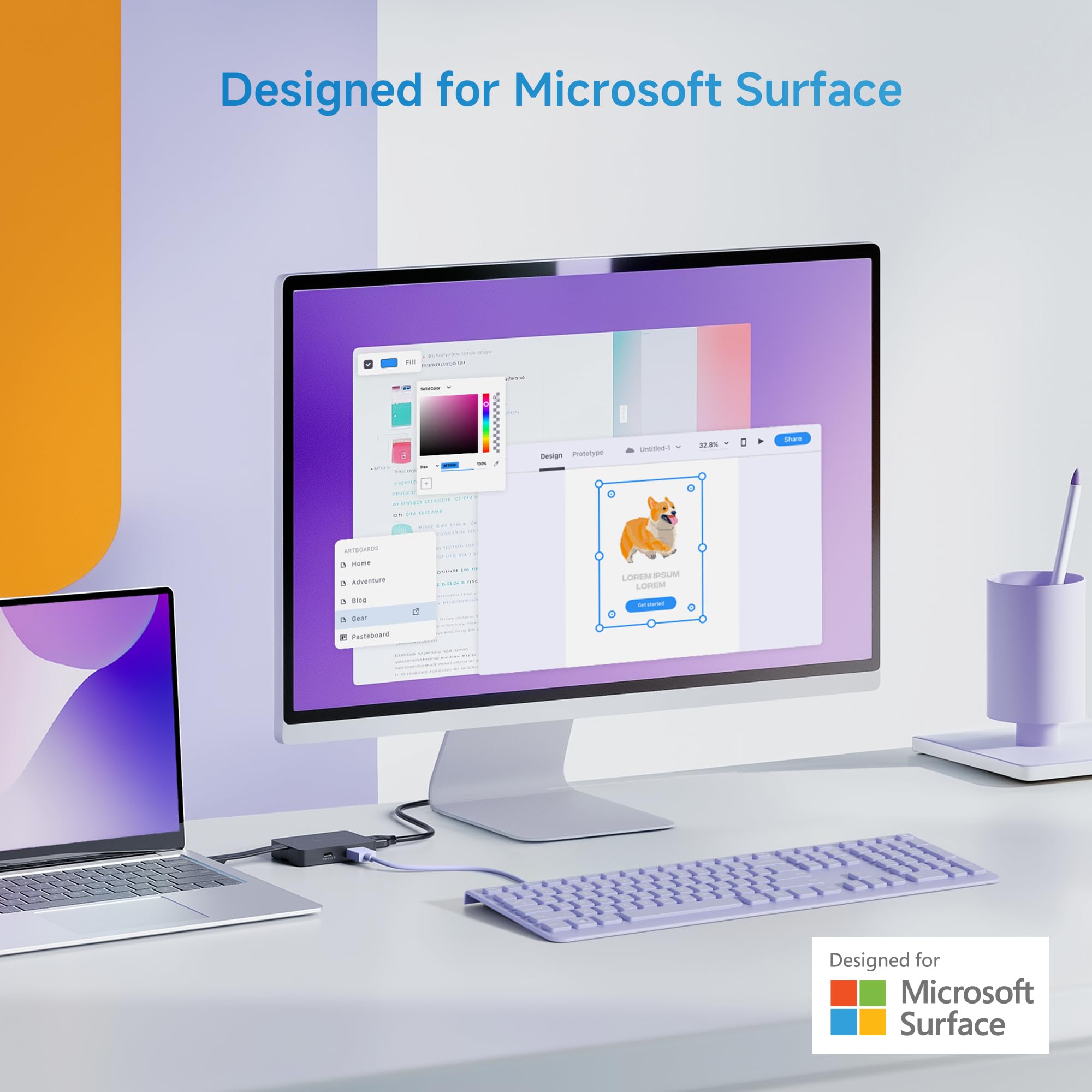 [Progettato per Microsoft Surface] Cable Matters 4 in 1 USB C Hub HDMI 4K a 60Hz 100W di ricarica, 10Gbps USB e USB-C, compatibile con Surface Pro, Surface Laptop, Surface Book con USB-C o Thunderbolt