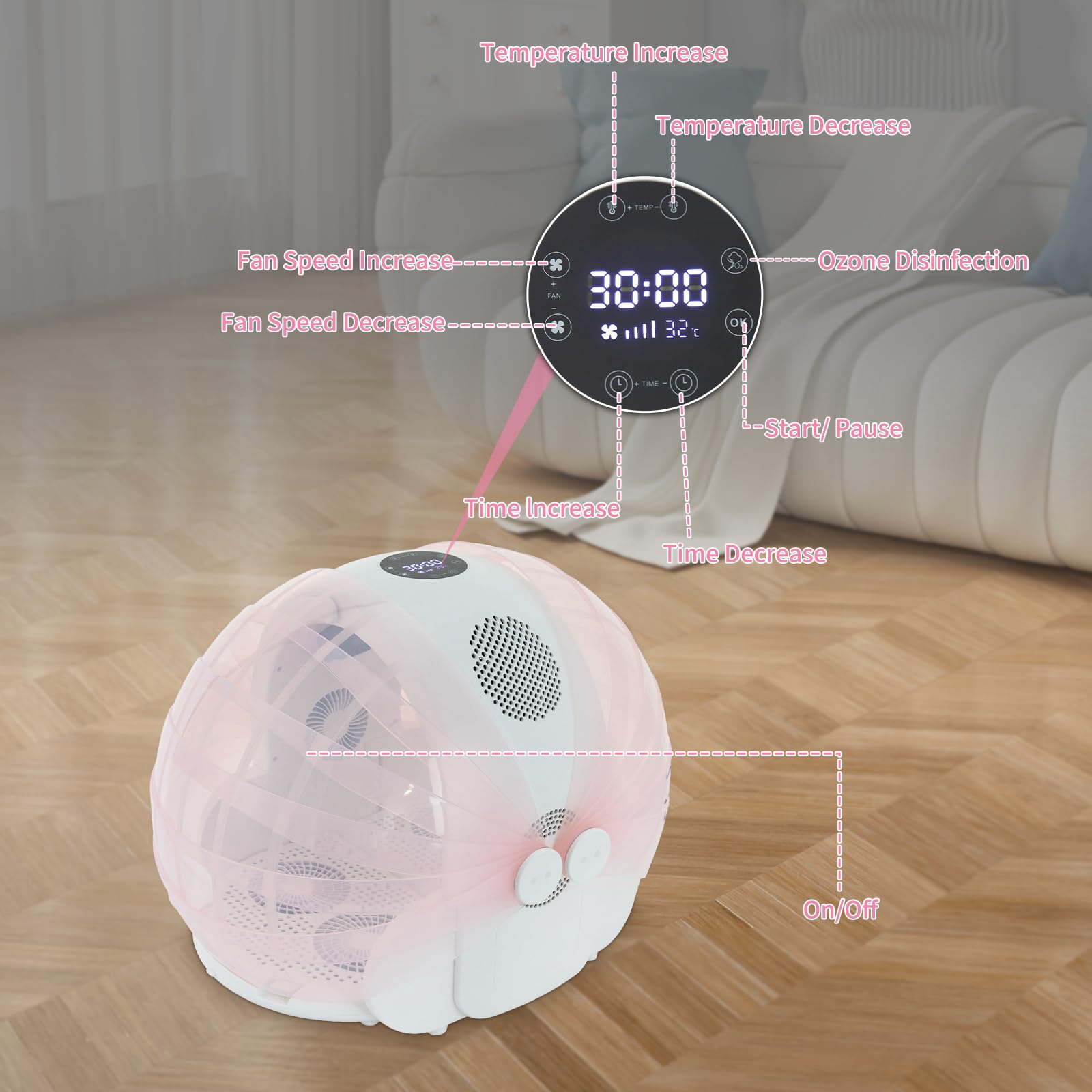 BAIODNB Foldable Smart Pet Dryer Box, Automatic Pet Dryer Small Dog Drying Box with 8 Fan 4 Speed, Cat Hair Blow 360° Ultra Quiet Drying Machine for Cats & Dogs