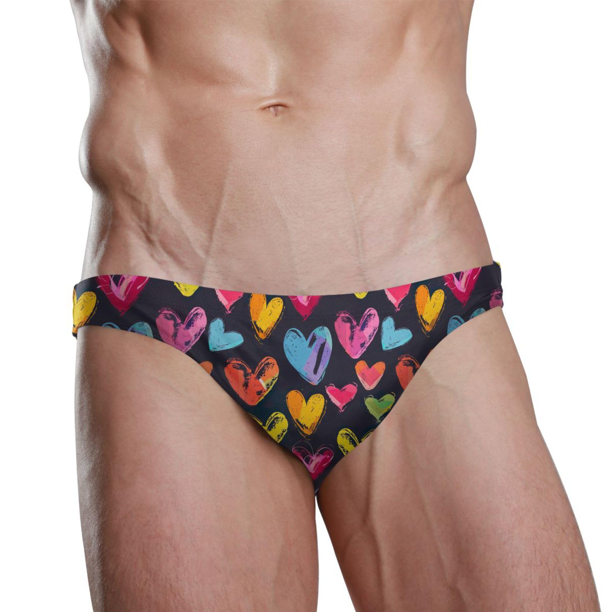Mens Swim Briefs Heart Valentine Swimwear Bikini Swimsuit XL B0403423