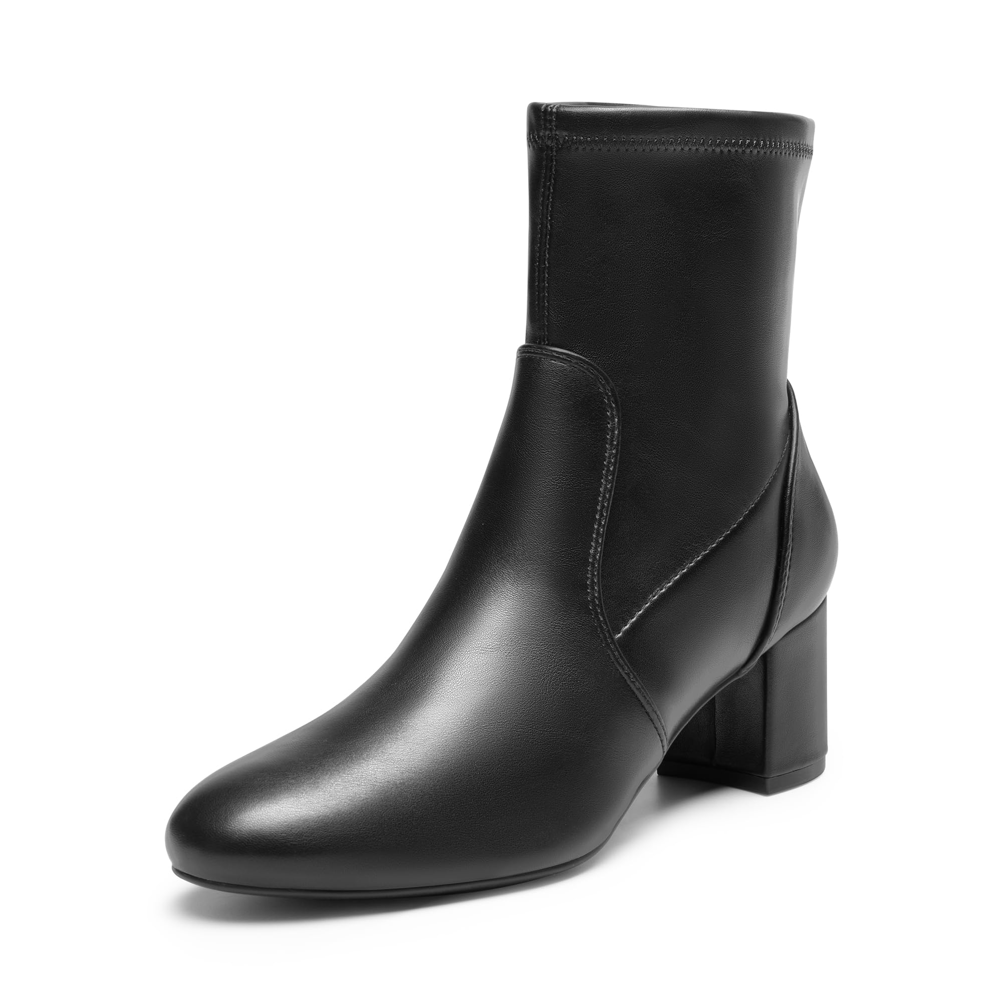 DREAM PAIRS Womens Fitted Stretch Ankle Boots Fashion Low Chunky Heel Almond Toe Fall Heeled Booties Shoes